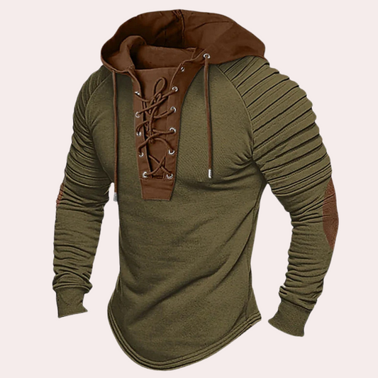 Men's modern sweatshirt with lace up and hood