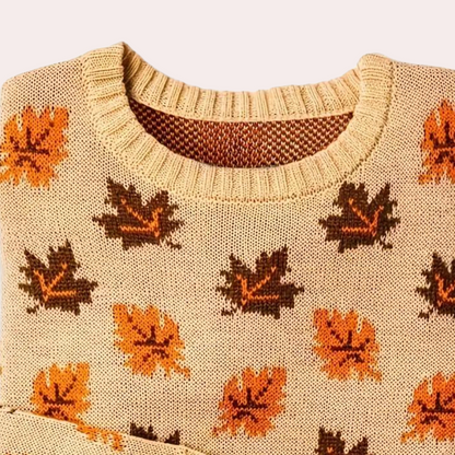 Women's elegant knitted sweater with leaf pattern