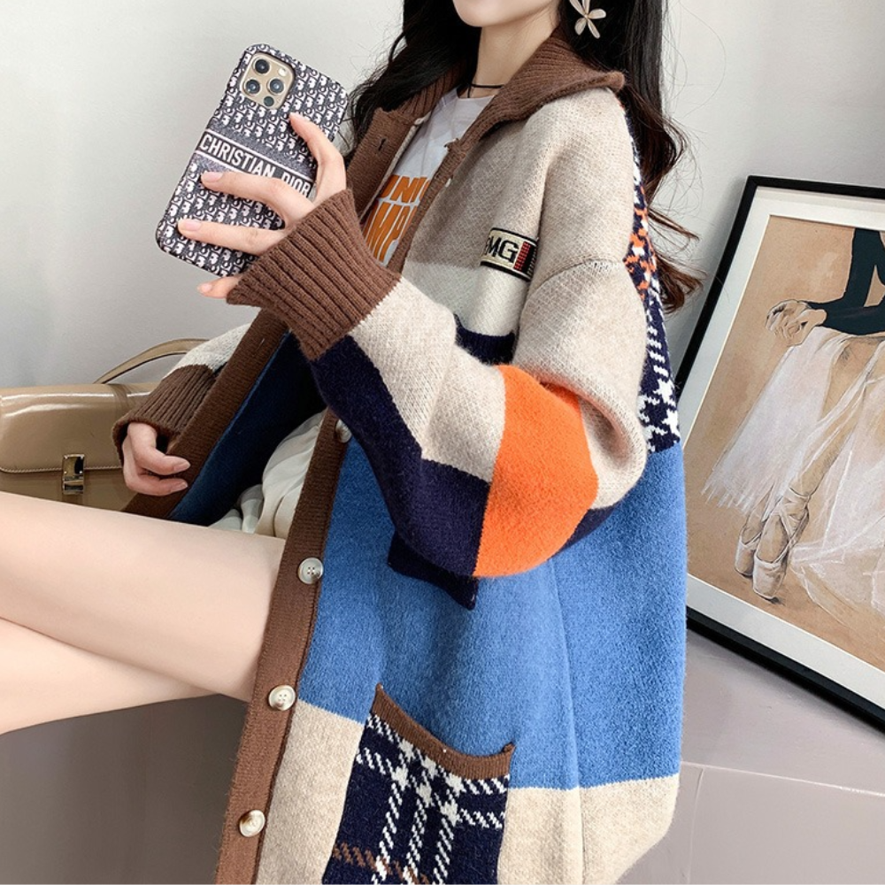 Women's stylish knitted oversized coat