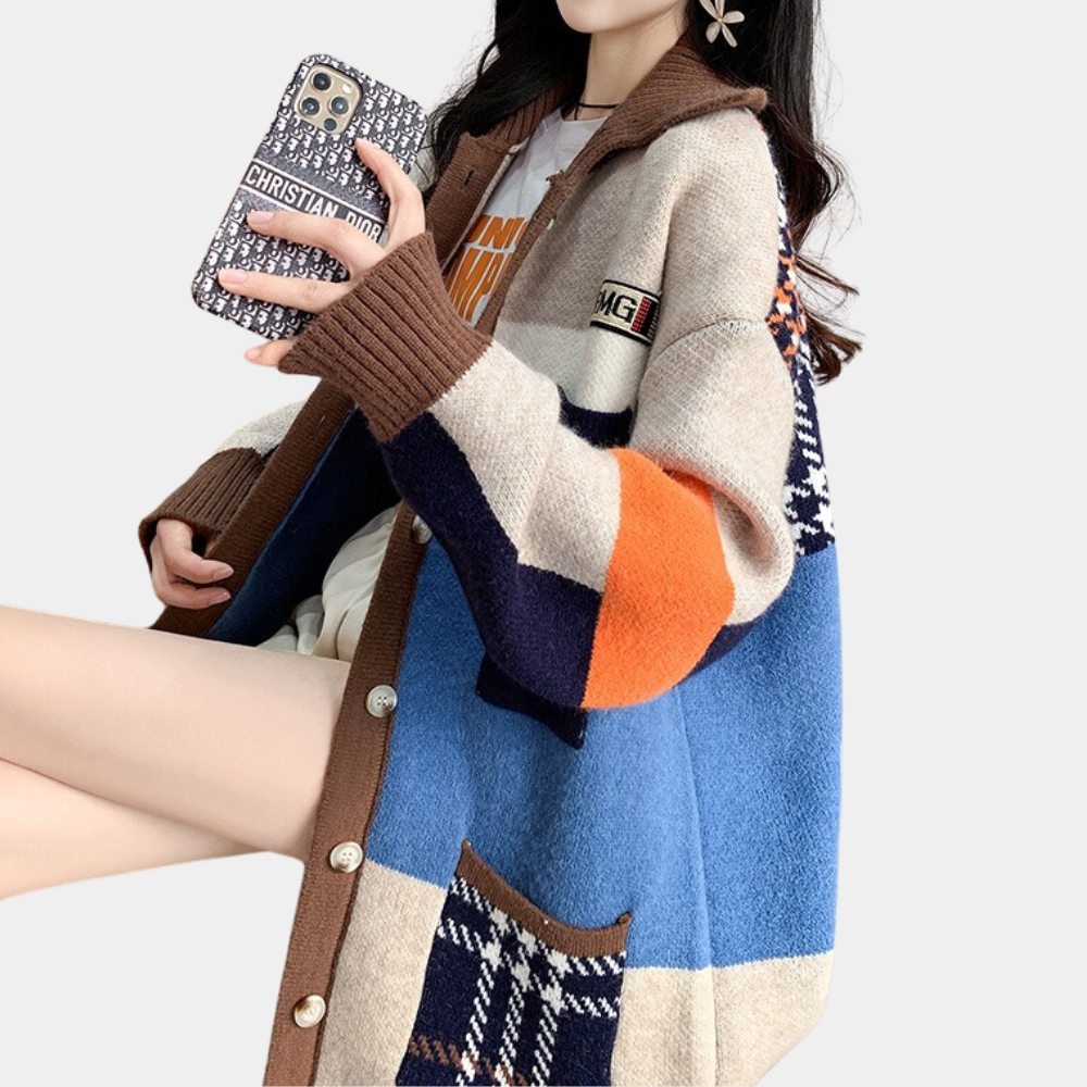 Women's stylish knitted oversized coat