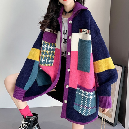 Women's stylish knitted oversized coat