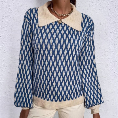 Women's trendy sweater with collar detail