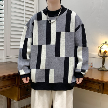 Men's sweater with fashionable color block design