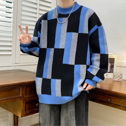 Men's sweater with fashionable color block design