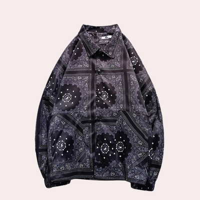 Men's trendy long sleeve jacket with paisley pattern