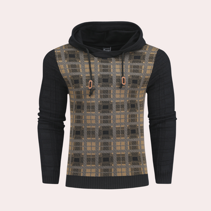 Men's fashionable checkered knitted sweater