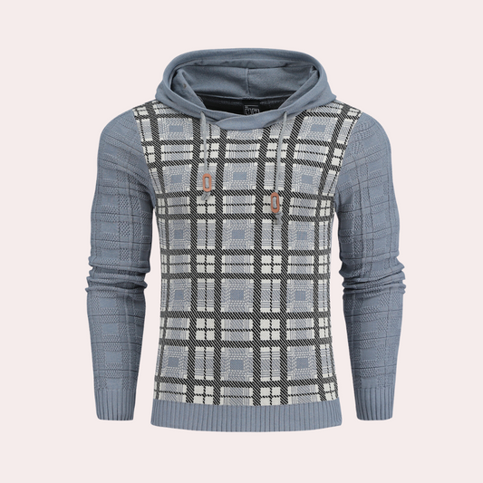 Men's fashionable checkered knitted sweater