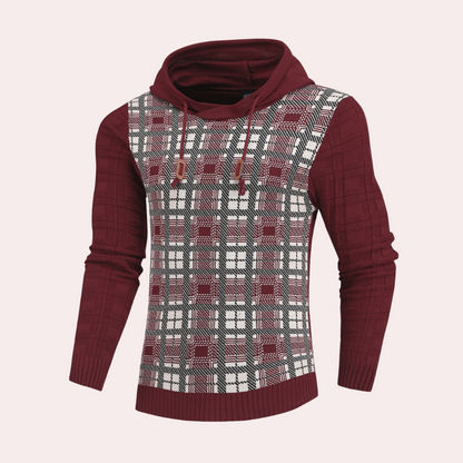 Men's fashionable checkered knitted sweater