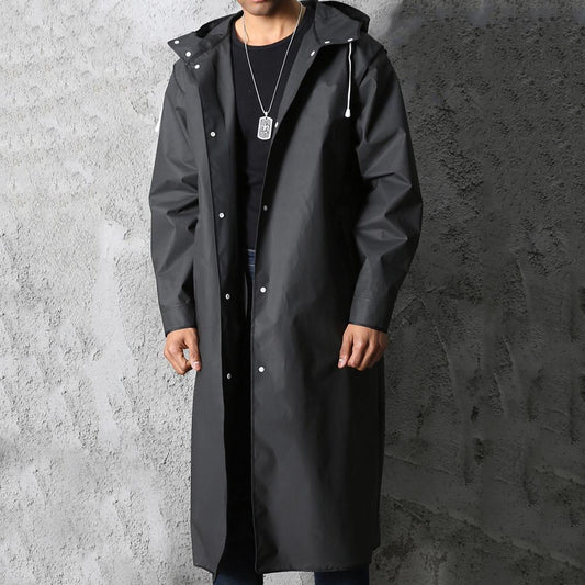 Men’s Raincoat – Hooded – Oversized Fit – Full Length – Button Closure