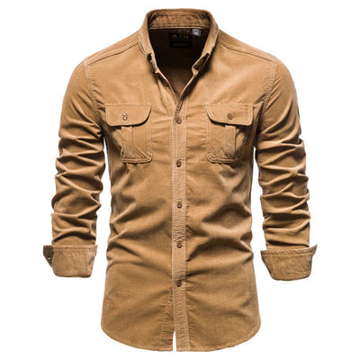 Men’s Corduroy Shirt - Long Sleeve - Button-Down - Spread Collar - Chest Pockets