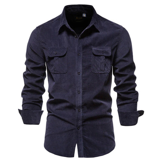 Men’s Corduroy Shirt - Long Sleeve - Button-Down - Spread Collar - Chest Pockets