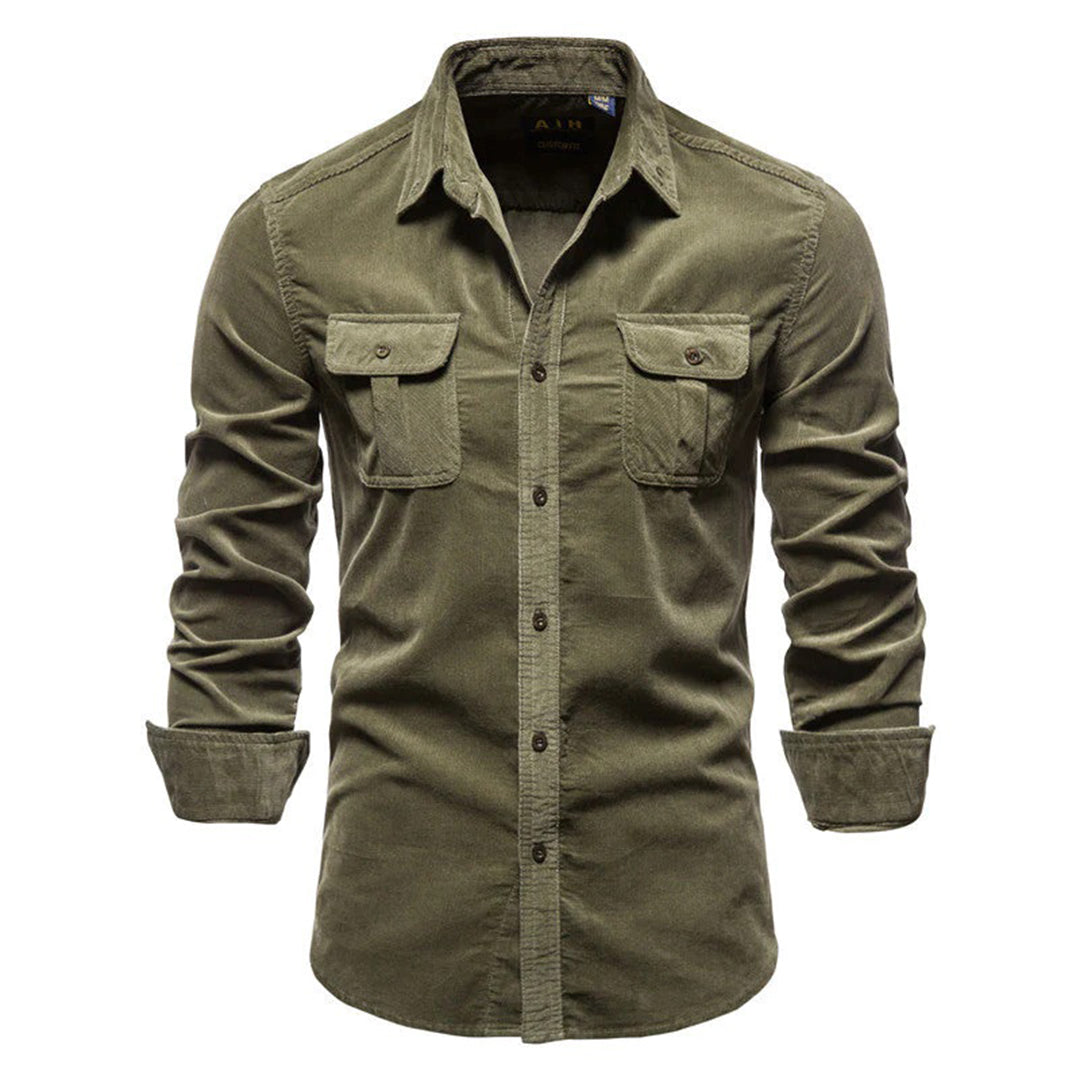 Men’s Corduroy Shirt - Long Sleeve - Button-Down - Spread Collar - Chest Pockets