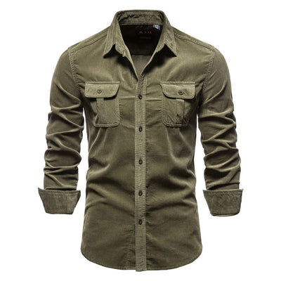 Men’s Corduroy Shirt - Long Sleeve - Button-Down - Spread Collar - Chest Pockets