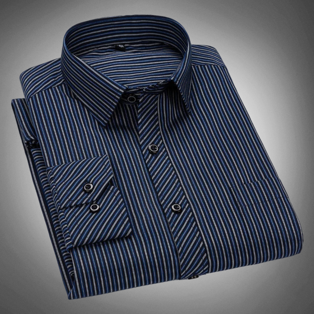 Men's Dress Shirt - Classic Striped - Long Sleeve - Button-Up Formal Workwear