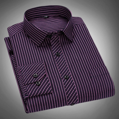 Men's Dress Shirt - Classic Striped - Long Sleeve - Button-Up Formal Workwear