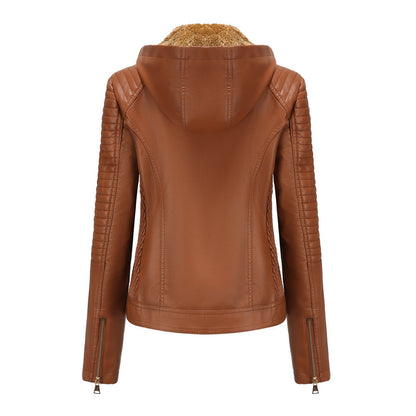 Jacket with detachable hood for women