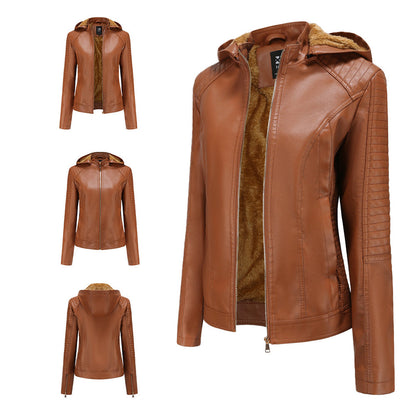 Jacket with detachable hood for women