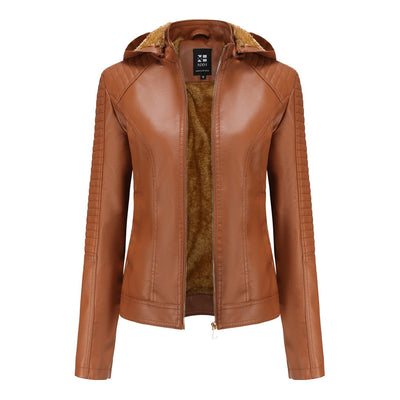 Jacket with detachable hood for women