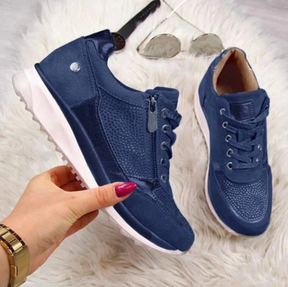 Women's Sneakers - Lace-Up & Zip Closure - Cushioned Sole - Casual Sporty Design