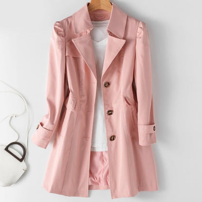 Women’s Tailored Coat – Structured Fit – Notched Lapel – Button Front – Knee Length