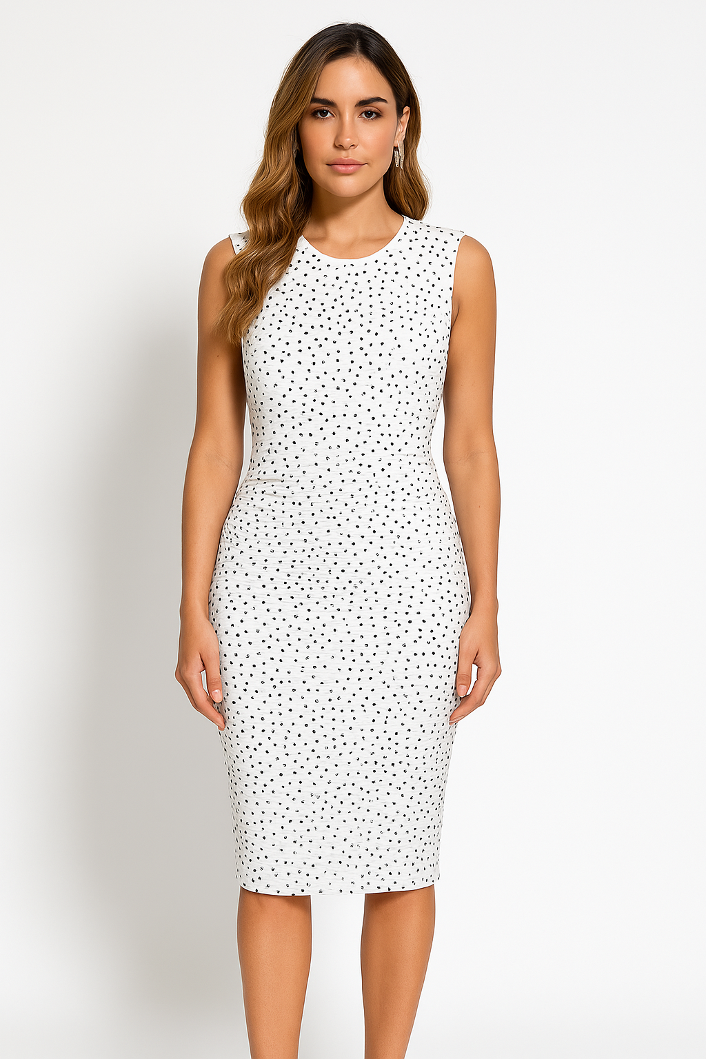 Women’s Sleeveless Dress – Slim Fit – Sequin Fabric – Knee Length – Back Slit Evening Wear