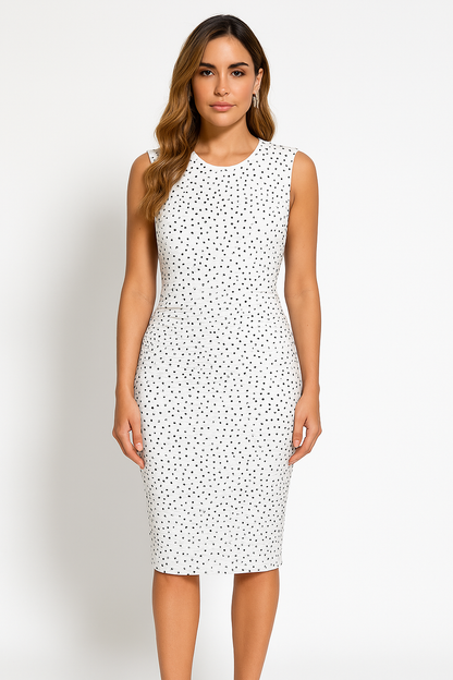 Women’s Sleeveless Dress – Slim Fit – Sequin Fabric – Knee Length – Back Slit Evening Wear