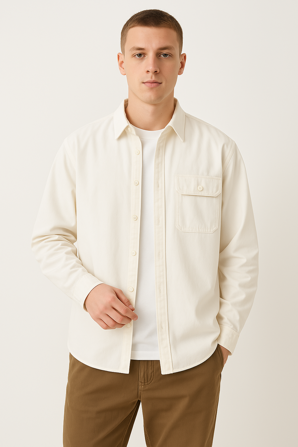 Men’s Button-Down Shirt – Relaxed Fit – Long Sleeve Casual Wear