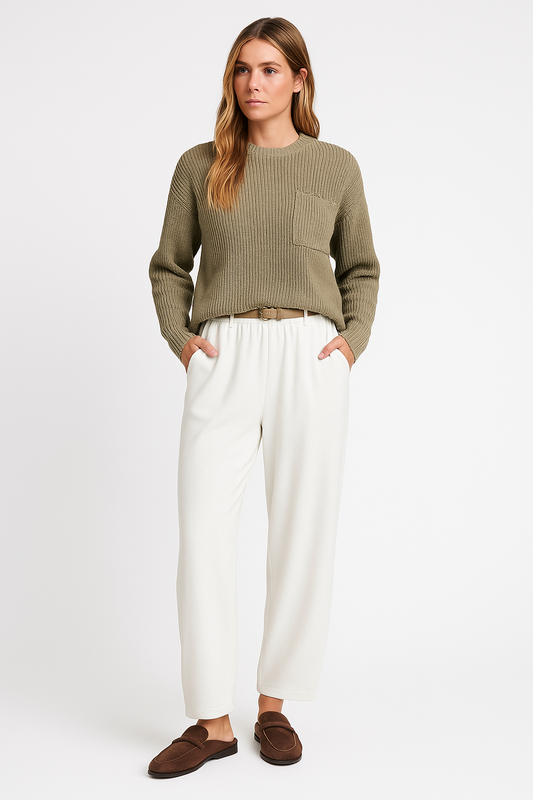 Women’s Knit Two-Piece Set – Relaxed Fit Sweater – Wide-Leg Trousers – Soft Lounge Wear