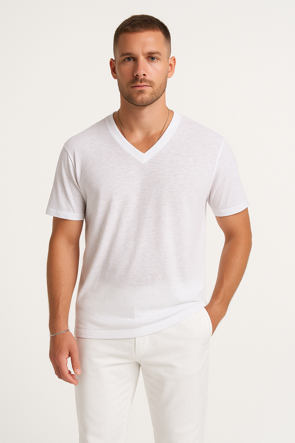 Men’s V-Neck T-Shirt – Lightweight Cotton – Relaxed Fit – Breathable Casual Style