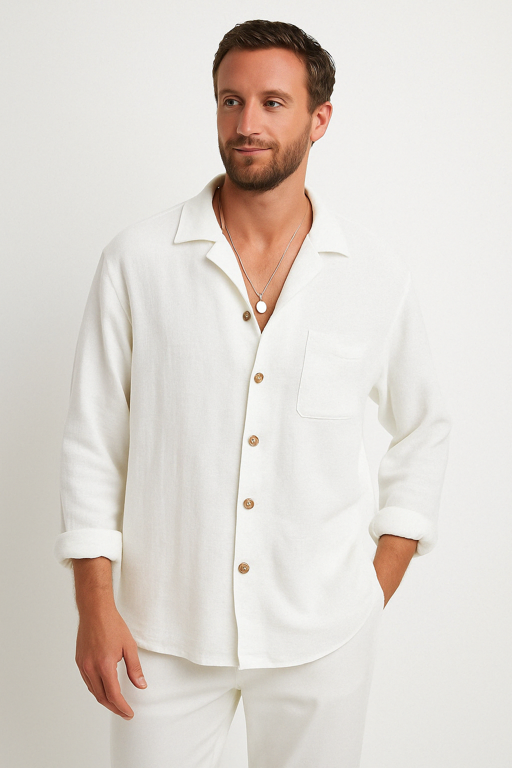 Men’s Button-Up Shirt – Relaxed Fit – Casual Long Sleeve
