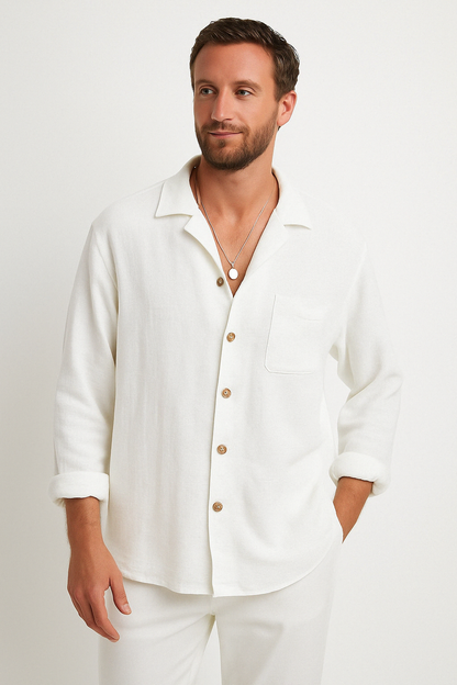 Men’s Button-Up Shirt – Relaxed Fit – Casual Long Sleeve