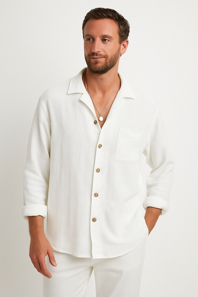 Men’s Button-Up Shirt – Relaxed Fit – Casual Long Sleeve
