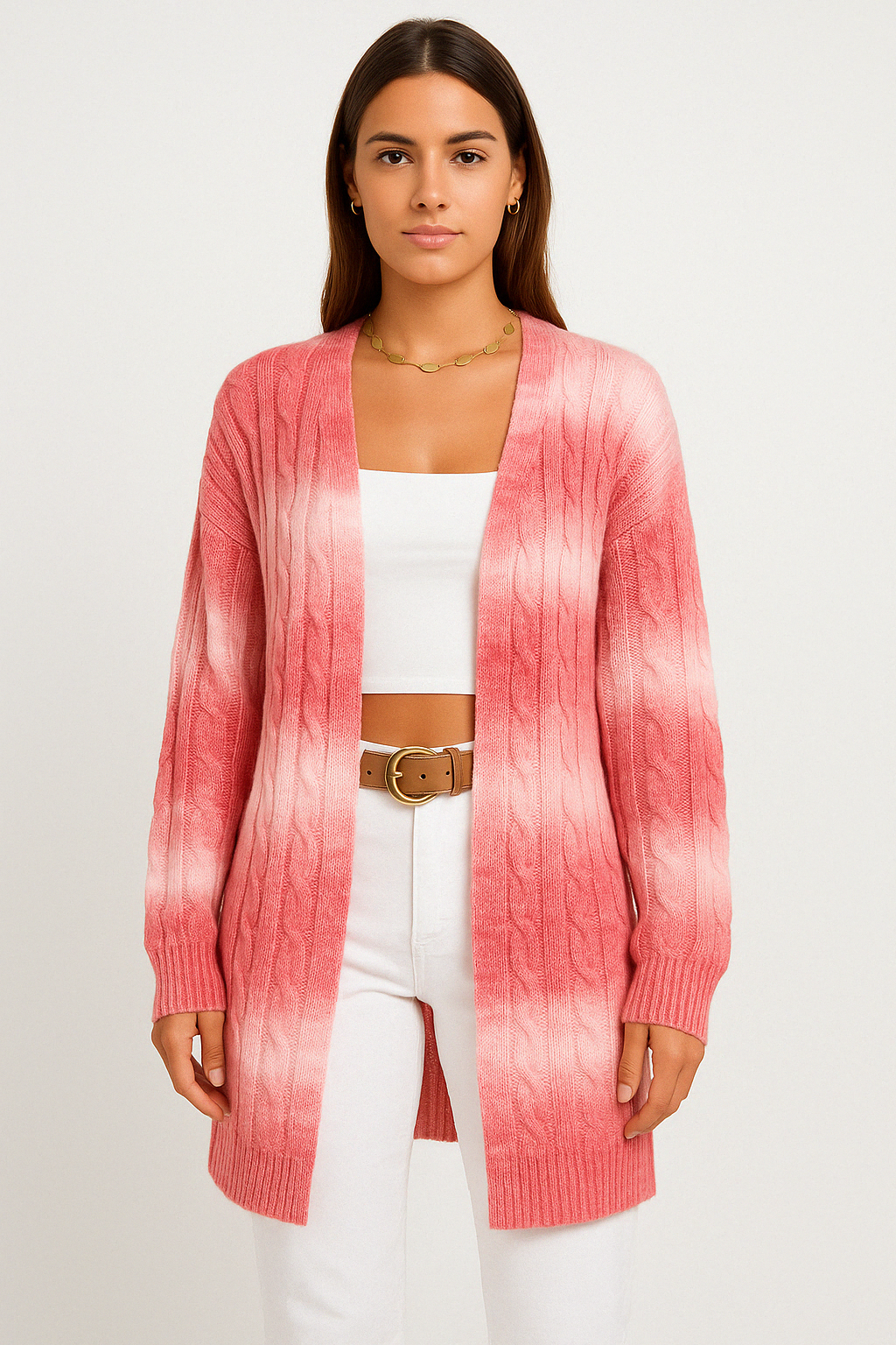 Women’s Cardigan – Oversized Fit – Cable Knit – Open Front – Soft Knit Casual Layer
