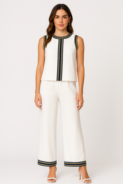 Women’s Two-Piece Set – Sleeveless Top and Wide-Leg Trousers – Relaxed Fit – Silky Feel