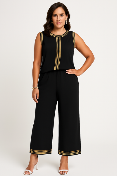 Women’s Two-Piece Set – Sleeveless Top and Wide-Leg Trousers – Relaxed Fit – Silky Feel