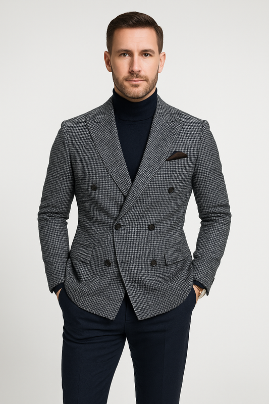 Men’s Blazer  – Tailored Fit – Double Breasted – Peak Lapel Formal Wear