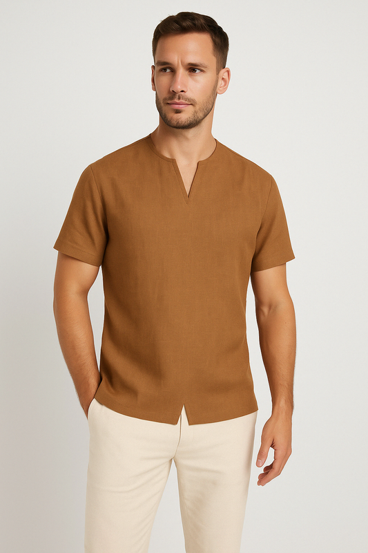 Men’s T-Shirt – Oversized Fit – V-Neck – Short Sleeve – Breathable Cotton Blend