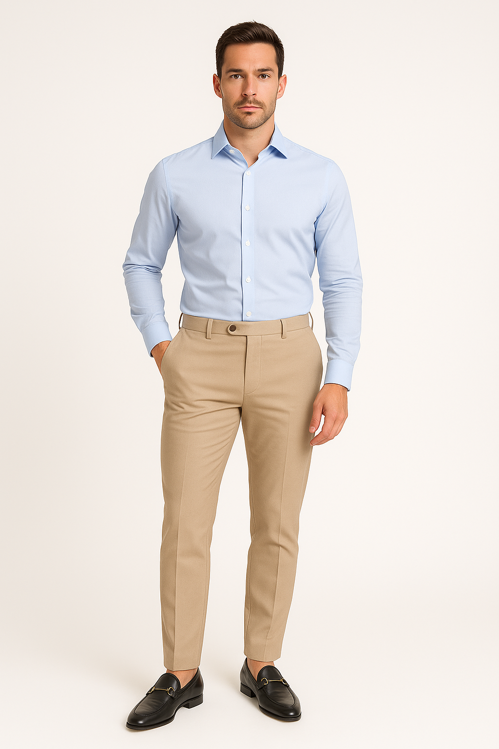 Men’s Trousers – Slim Fit – Tapered Leg – Cotton Blend – Business Casual Style