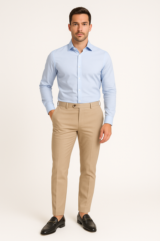 Men’s Trousers – Slim Fit – Tapered Leg – Cotton Blend – Business Casual Style