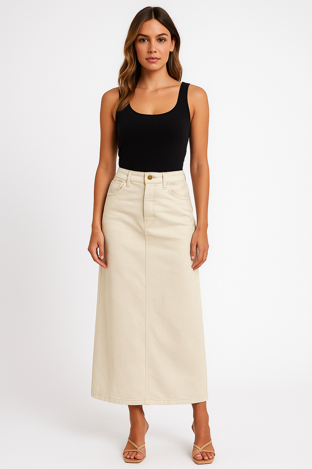 Women’s Midi Skirt – Slim Fit – High Waist – Front Split Tailored Style