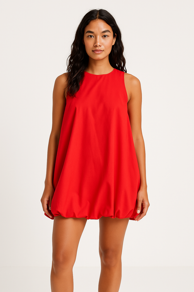 Women’s Mini Dress – Loose Fit – Sleeveless Backless Lantern Hem