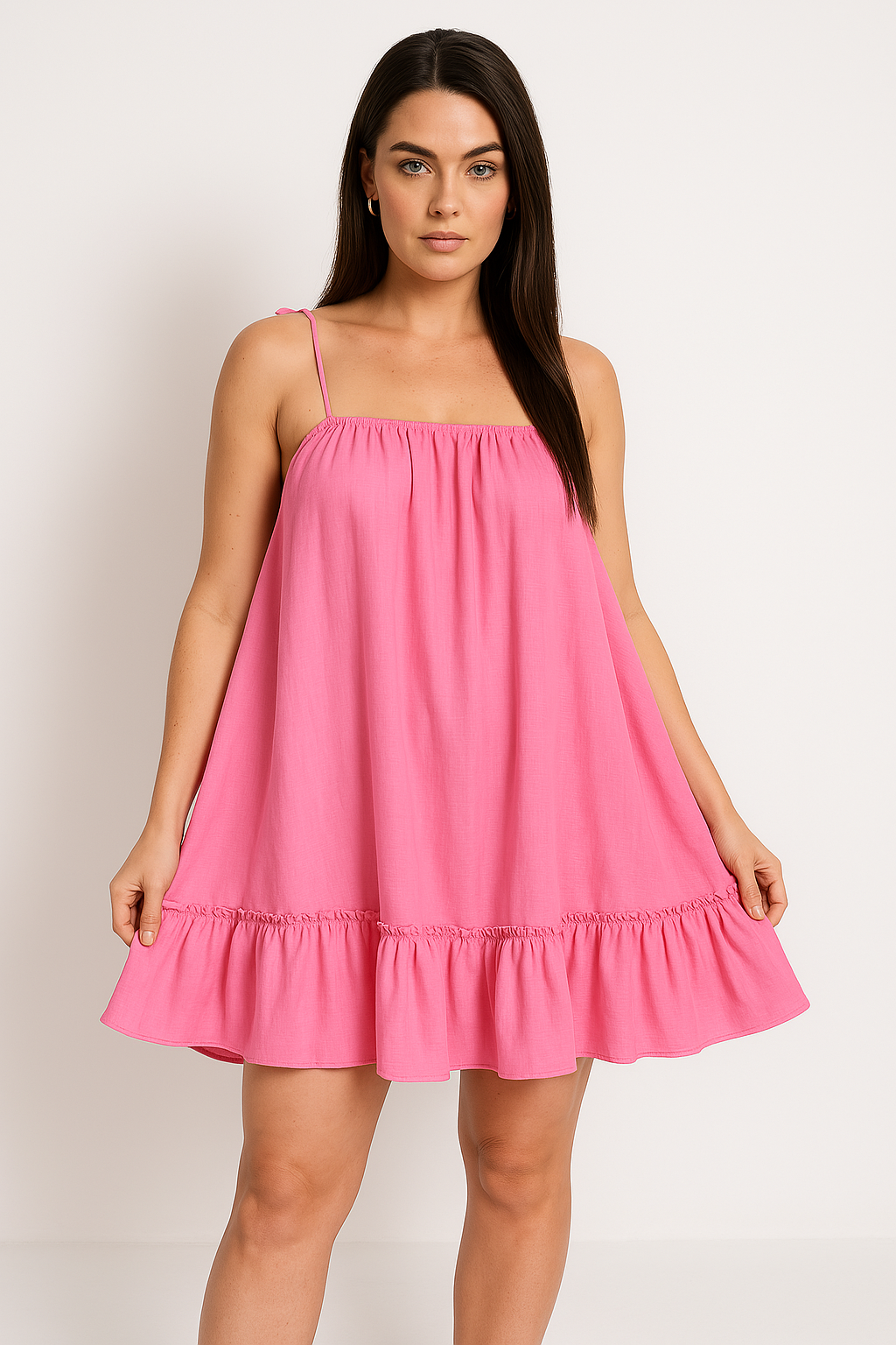 Women’s Sundress – Lightweight – Loose Fit – Spaghetti Straps – Ruffled Hem