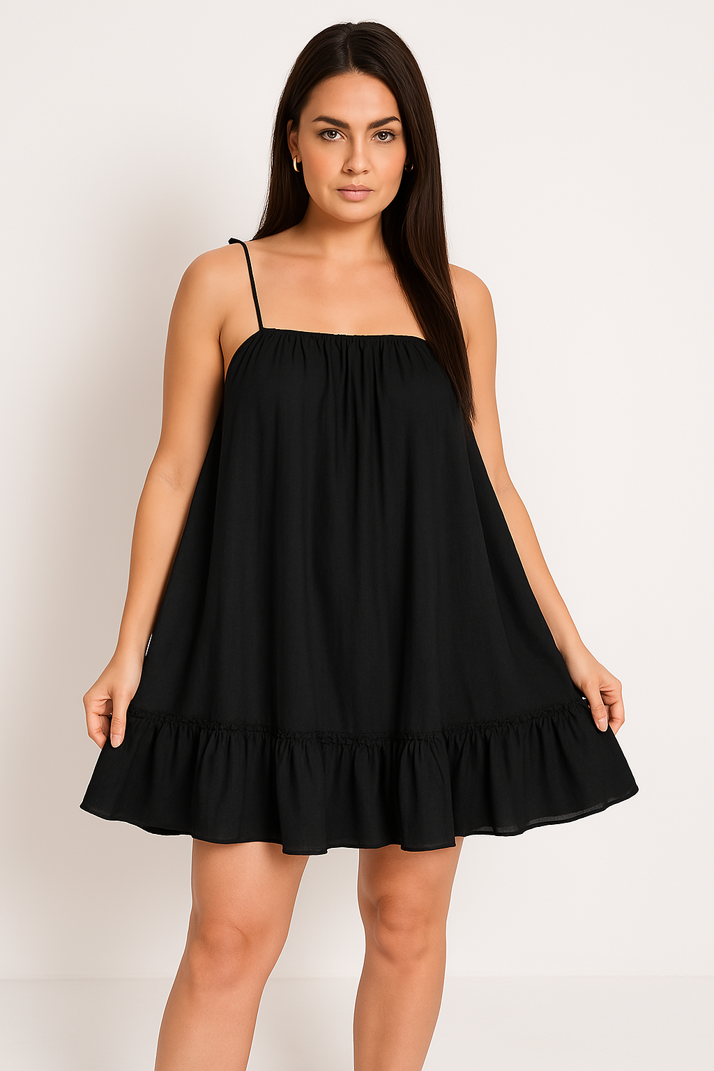 Women’s Sundress – Lightweight – Loose Fit – Spaghetti Straps – Ruffled Hem