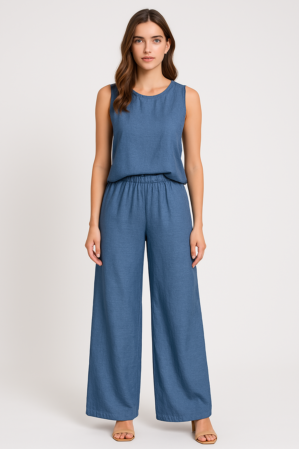Women’s Wide-Leg Trousers – High Waist – Pleated Front – Lightweight Relaxed Fit
