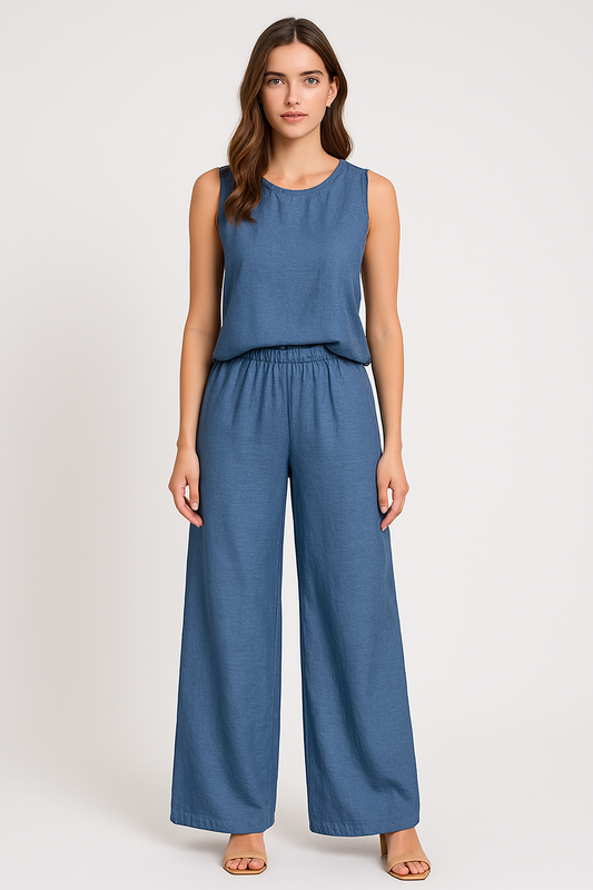 Women’s Wide-Leg Trousers – High Waist – Pleated Front – Lightweight Relaxed Fit