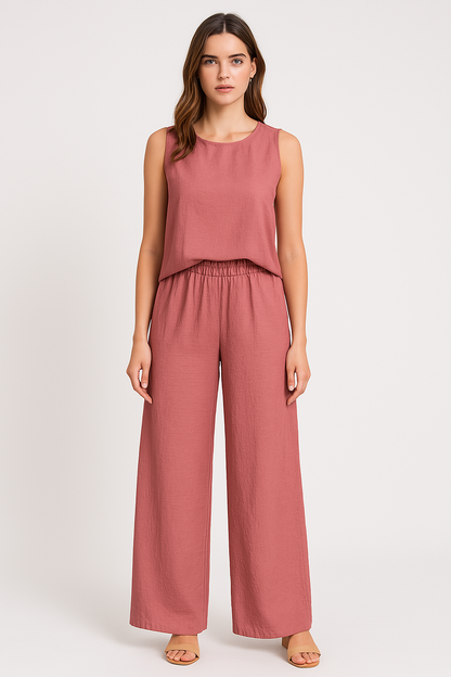 Women’s Wide-Leg Trousers – High Waist – Pleated Front – Lightweight Relaxed Fit
