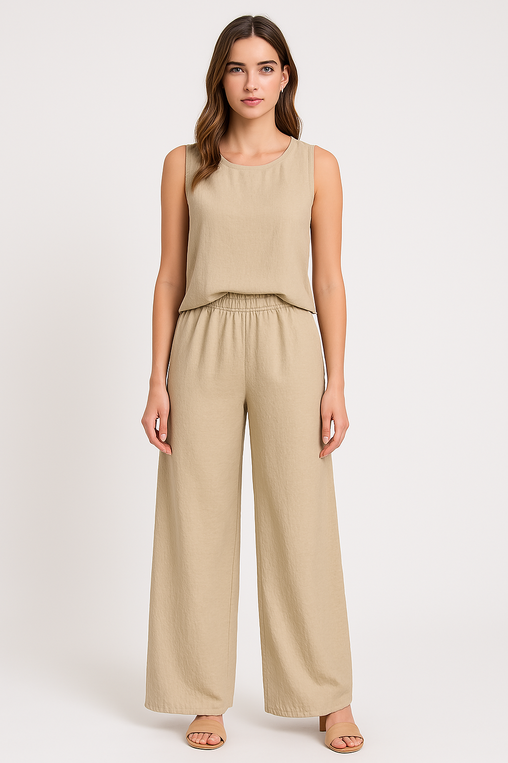 Women’s Wide-Leg Trousers – High Waist – Pleated Front – Lightweight Relaxed Fit