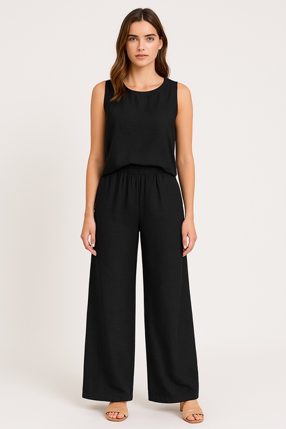 Women’s Wide-Leg Trousers – High Waist – Pleated Front – Lightweight Relaxed Fit