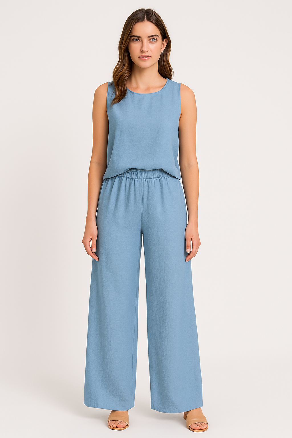 Women’s Wide-Leg Trousers – High Waist – Pleated Front – Lightweight Relaxed Fit