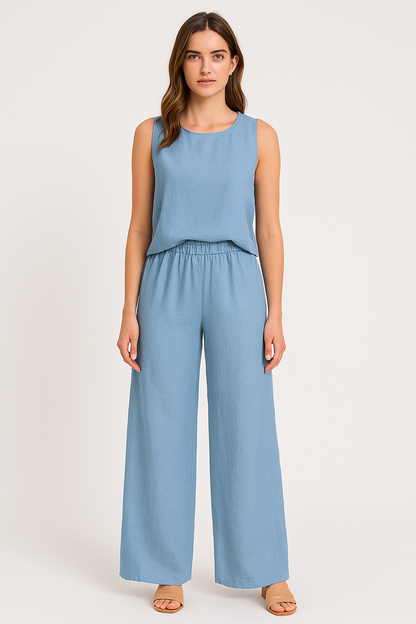 Women’s Wide-Leg Trousers – High Waist – Pleated Front – Lightweight Relaxed Fit